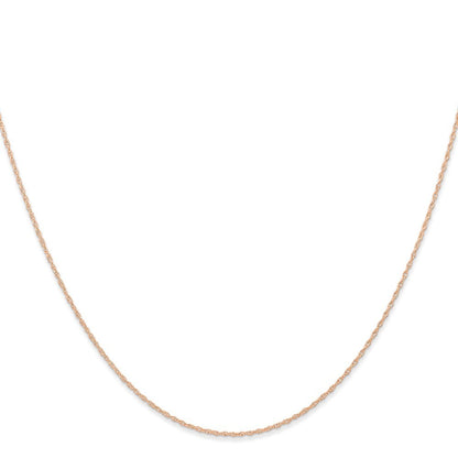 14K Rose Gold 18 inch Carded .6mm Cable Rope Chain Necklace