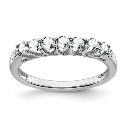 Sterling Silver Rhodium-plated White Topaz and Diamond Ring Size 7