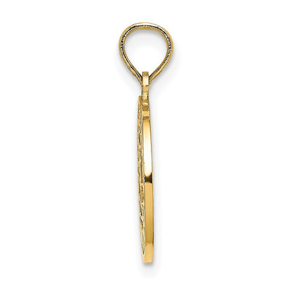 14k Yellow Gold Textured Communion Cup on Round Disc Charm