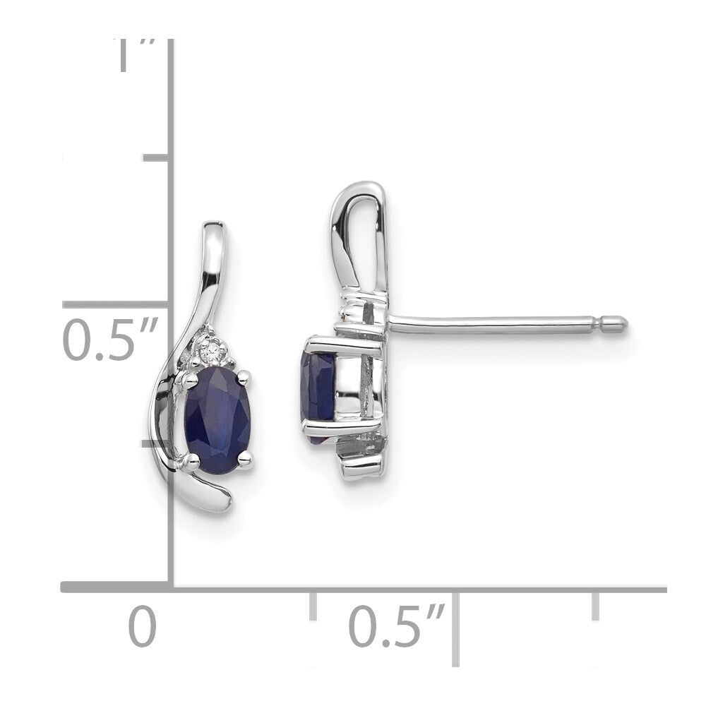14k White Gold Sapphire and Diamond Stud Earrings Gift for Women