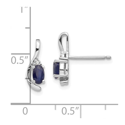 14k White Gold Sapphire and Diamond Stud Earrings Gift for Women