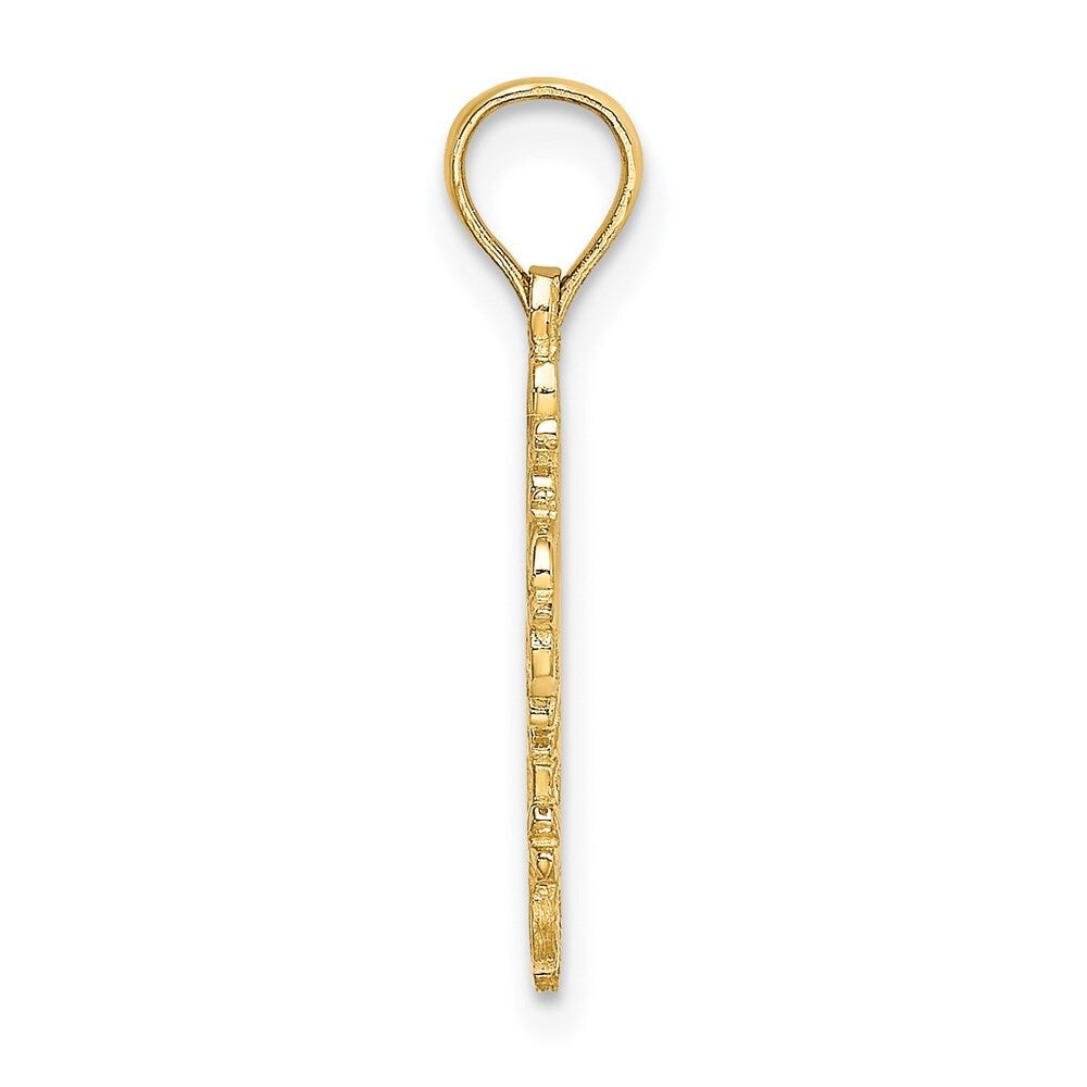 14k Yellow Gold Cut-Out Delicate Cross Charm Pendant for Women