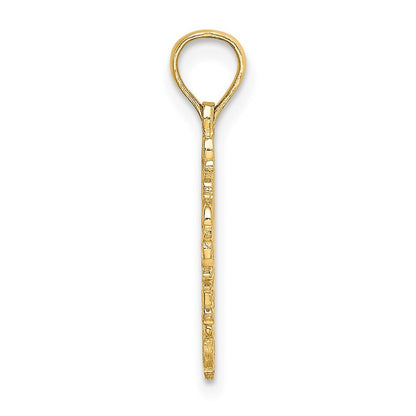 14k Yellow Gold Cut-Out Delicate Cross Charm Pendant for Women