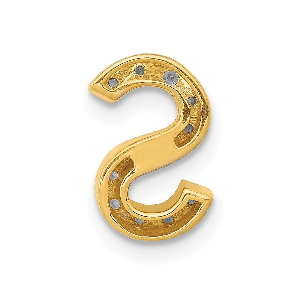 14k Yellow Gold  Diamond Letter S Initial Charm