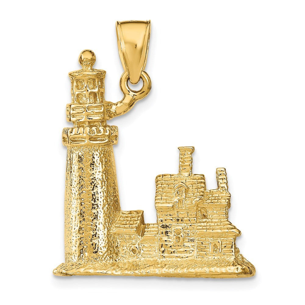 14k Yellow Gold 3D Cape Cod Lighthouse Pendant