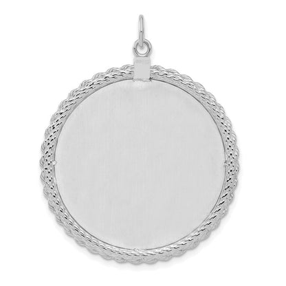 Sterling Silver Engraveable Round with Rope Polished Front/Satin Back Disc