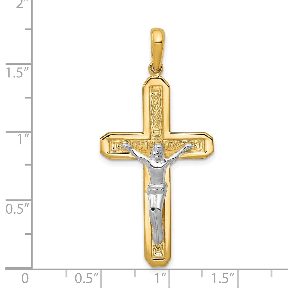 14k Two-tone Gold Crucifix Pendant for Women