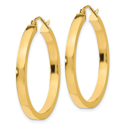 14k Yellow Gold 2x3mm Square Tube Hoop Earrings