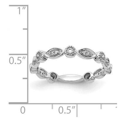 14k White Gold Diamond Fancy Band Size 7