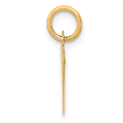 14k Yellow Gold Small Block Letter V Initial Charm Pendant for Women