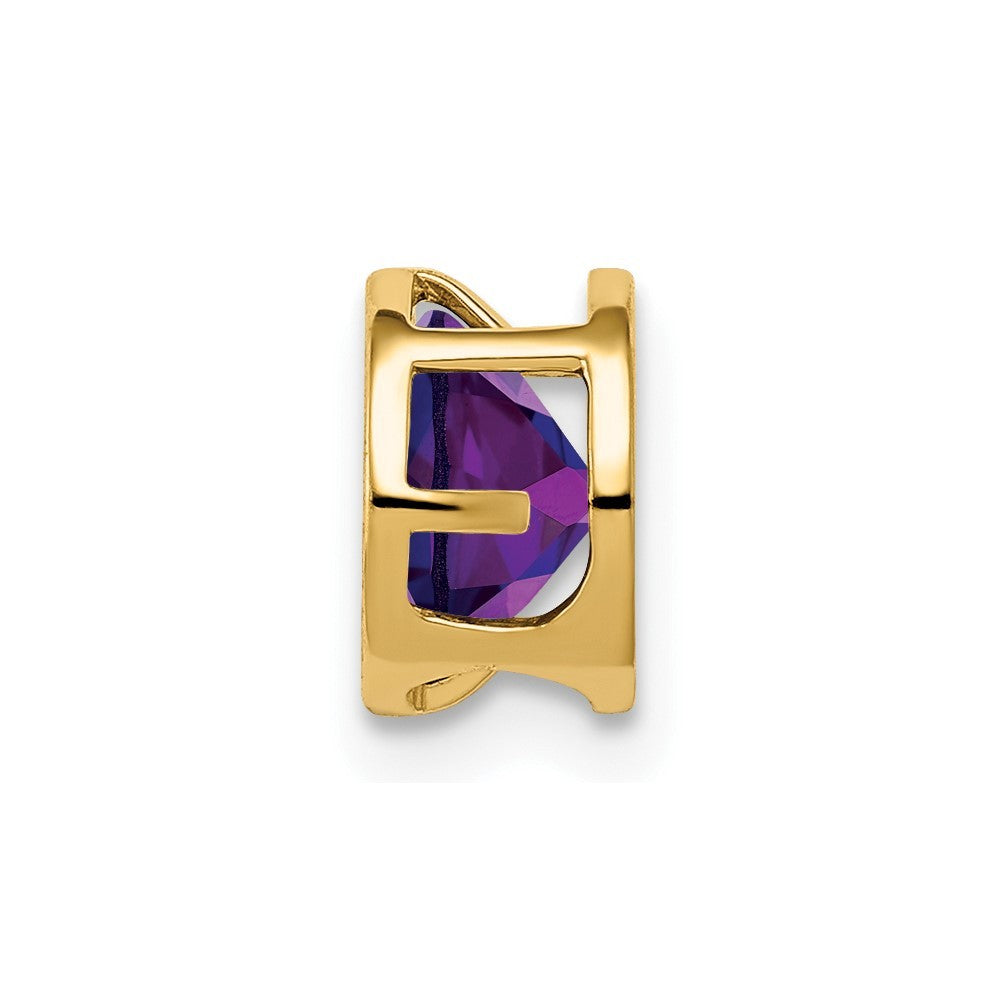14k Yellow Gold 6mm Round Amethyst Bezel Chain Slide