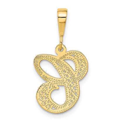 14k Yellow Gold Polished Script Filigree Letter C Initial Pendant