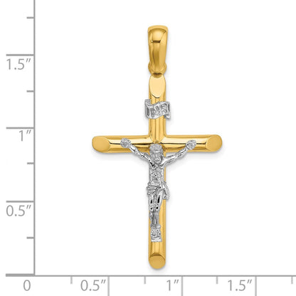 14K Two-Tone Gold Polished Crucifix Charm