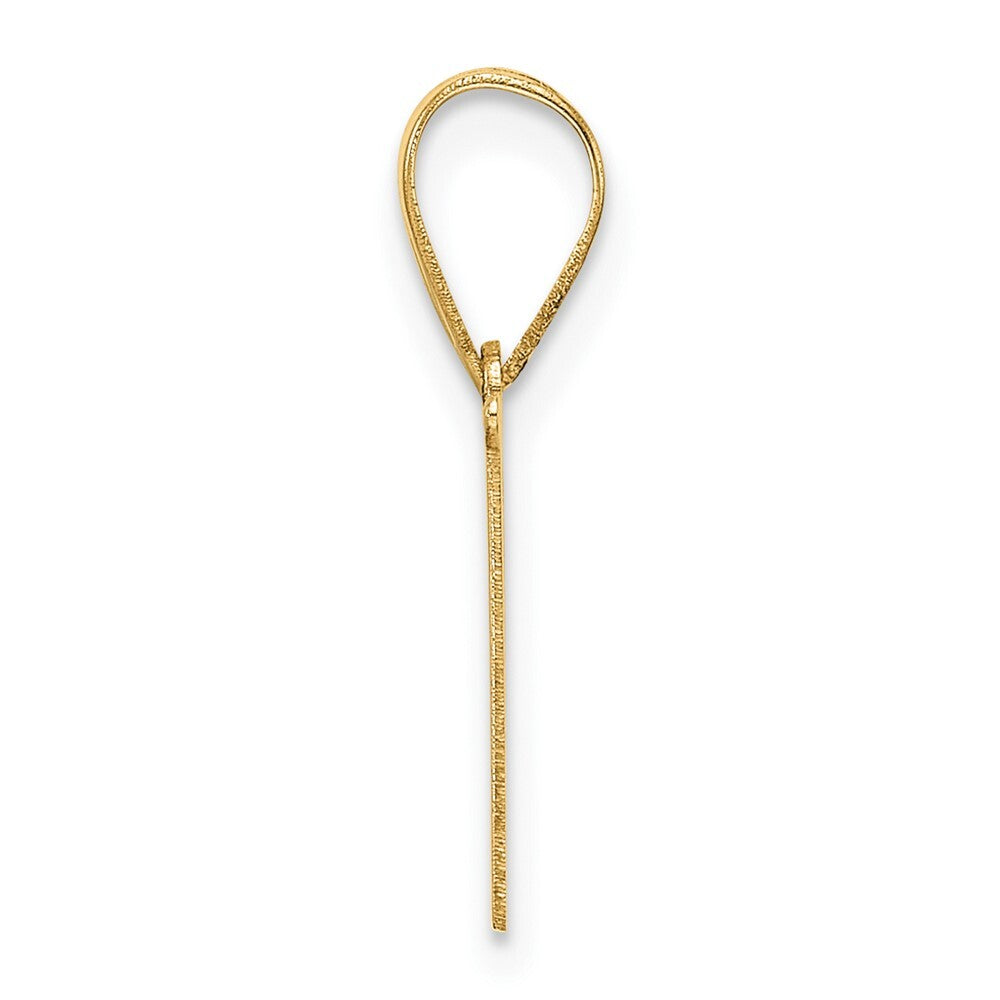 14k Yellow Gold Polished Etched Letter N Initial Pendant for Women