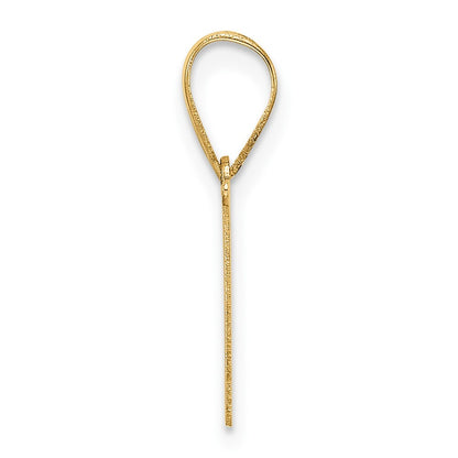 14k Yellow Gold Polished Etched Letter N Initial Pendant for Women