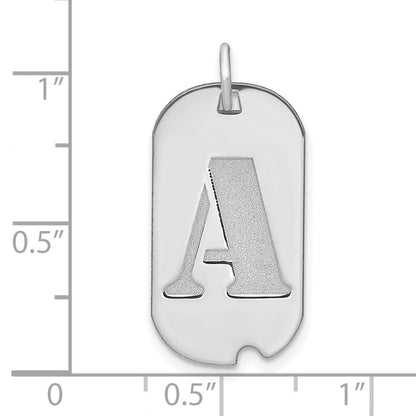 14k White Gold Polished Letter A Initial Dog Tag Pendant for Women