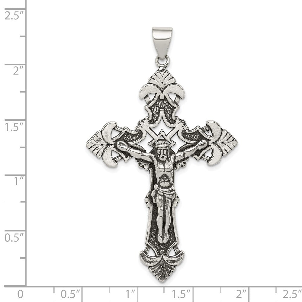 Sterling Silver Antiqued Crucifix Pendant Holiday Gift for Women