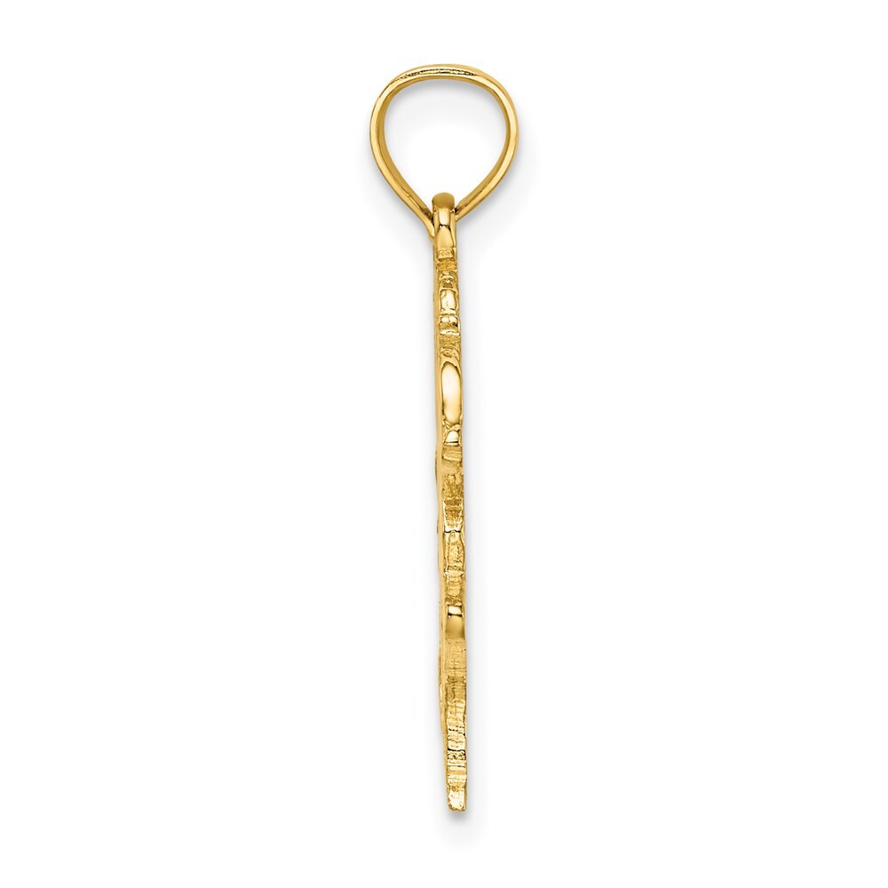 14k Yellow Gold Textured Heart and Horse Charm Pendant for Women