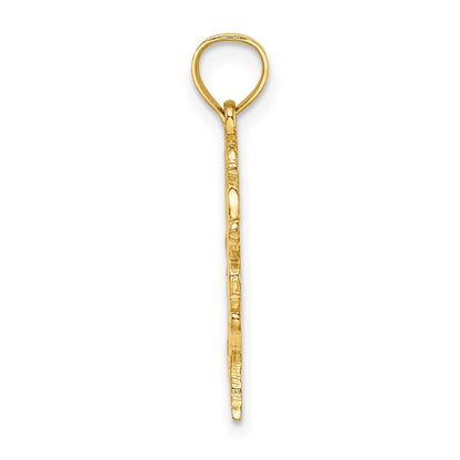 14k Yellow Gold Textured Heart and Horse Charm Pendant for Women