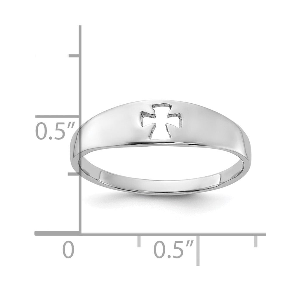 Sterling Silver Rhodium-plated Polished Cut-out Cross Ring Size 8
