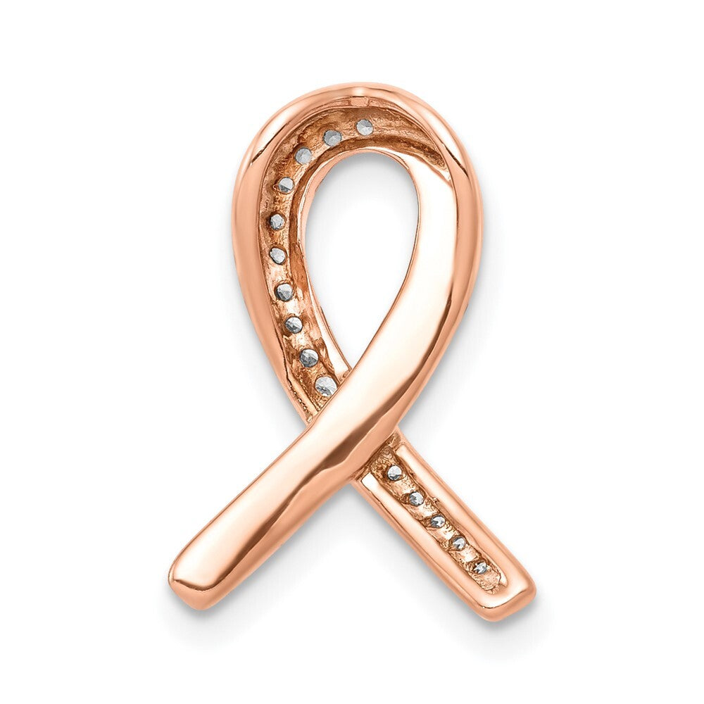 14k Rose Gold Diamond Awareness Chain Slide Pendant for Women