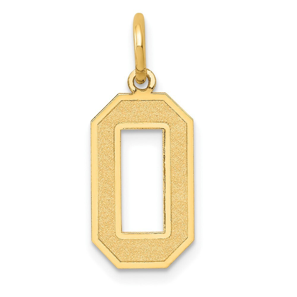 14k Yellow Gold Medium Satin Number 0 Charm Pendant for Women