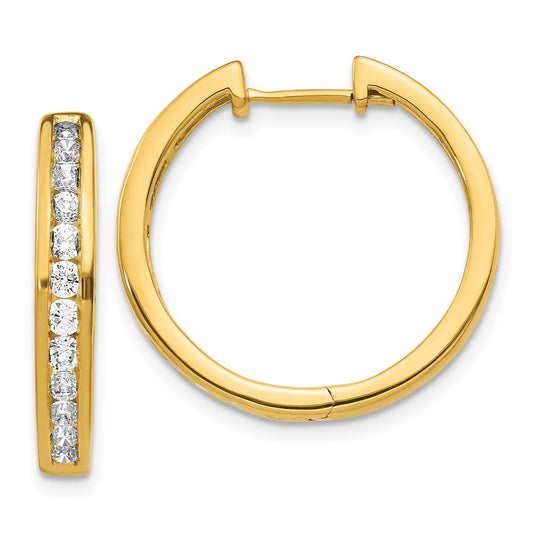 14k Yellow Gold Diamond Hinged Hoop Earrings