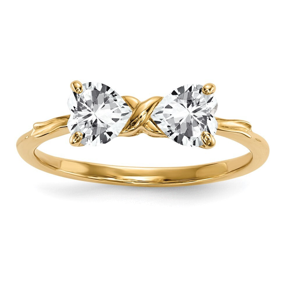 14K Yellow Gold Gold Polished White Topaz Bow Ring