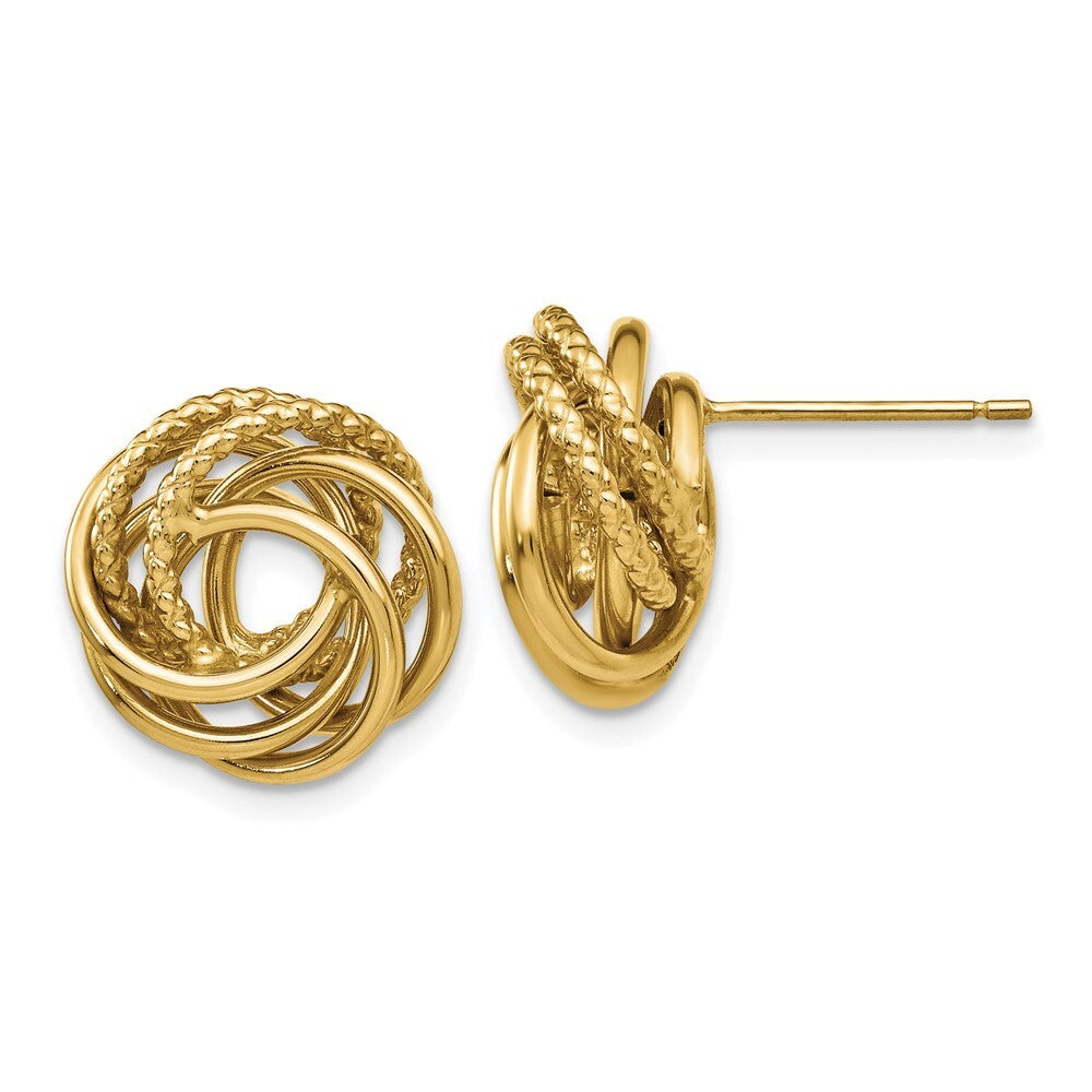 14k Yellow Gold Love Knot Stud Earrings