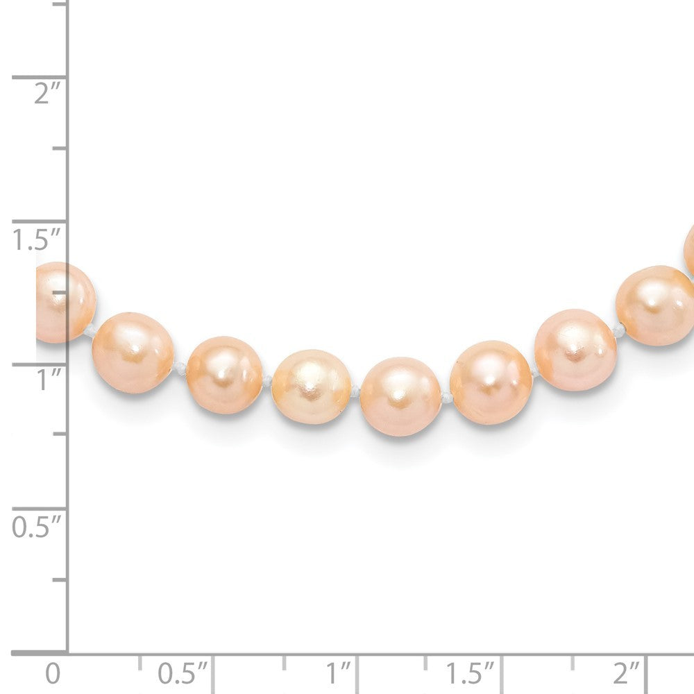 Sterling Silver Rhodium-plated 6-7mm Pink Cultured Pearl Necklace 18"