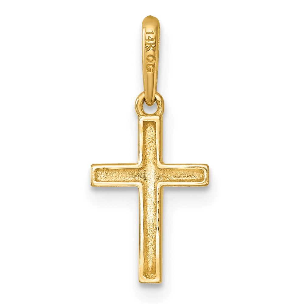 14k Yellow Gold Polished Knife Edge Top Latin Cross Charm / Pendant