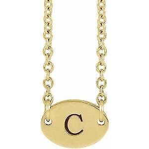 14k Yellow Gold 1-Disc Engravable Family Disc 18" Necklace Gift for Women