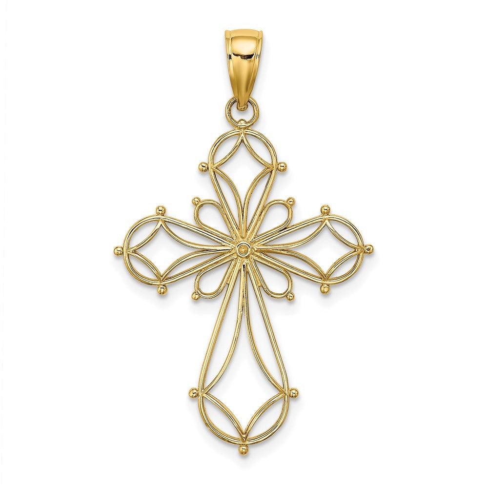 14k Yellow Gold Cut-Out Shapes Fancy Cross Charm