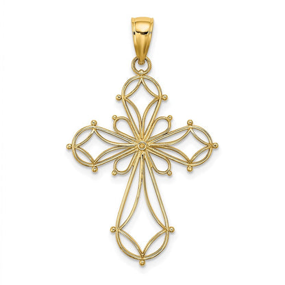 14k Yellow Gold Cut-Out Shapes Fancy Cross Charm