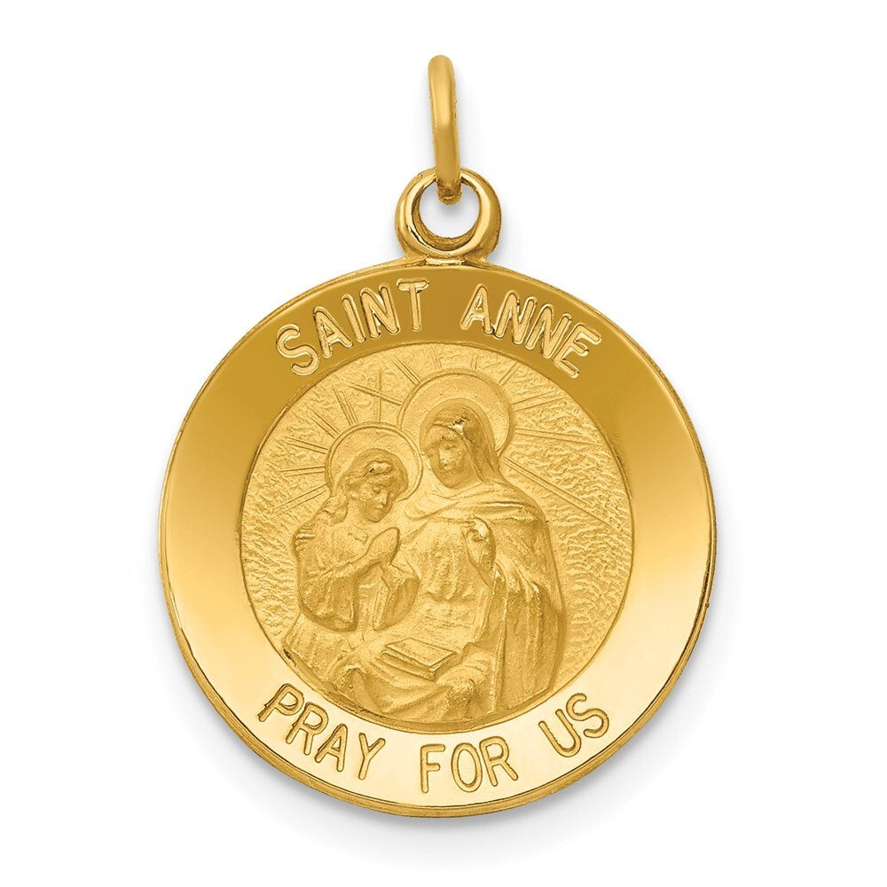 14k Yellow Gold Saint Anne Medal Charm Pendant for Women