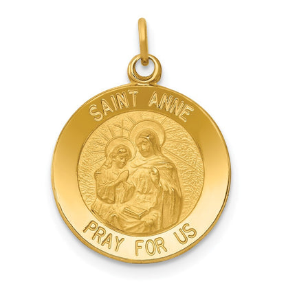 14k Yellow Gold Saint Anne Medal Charm Pendant for Women