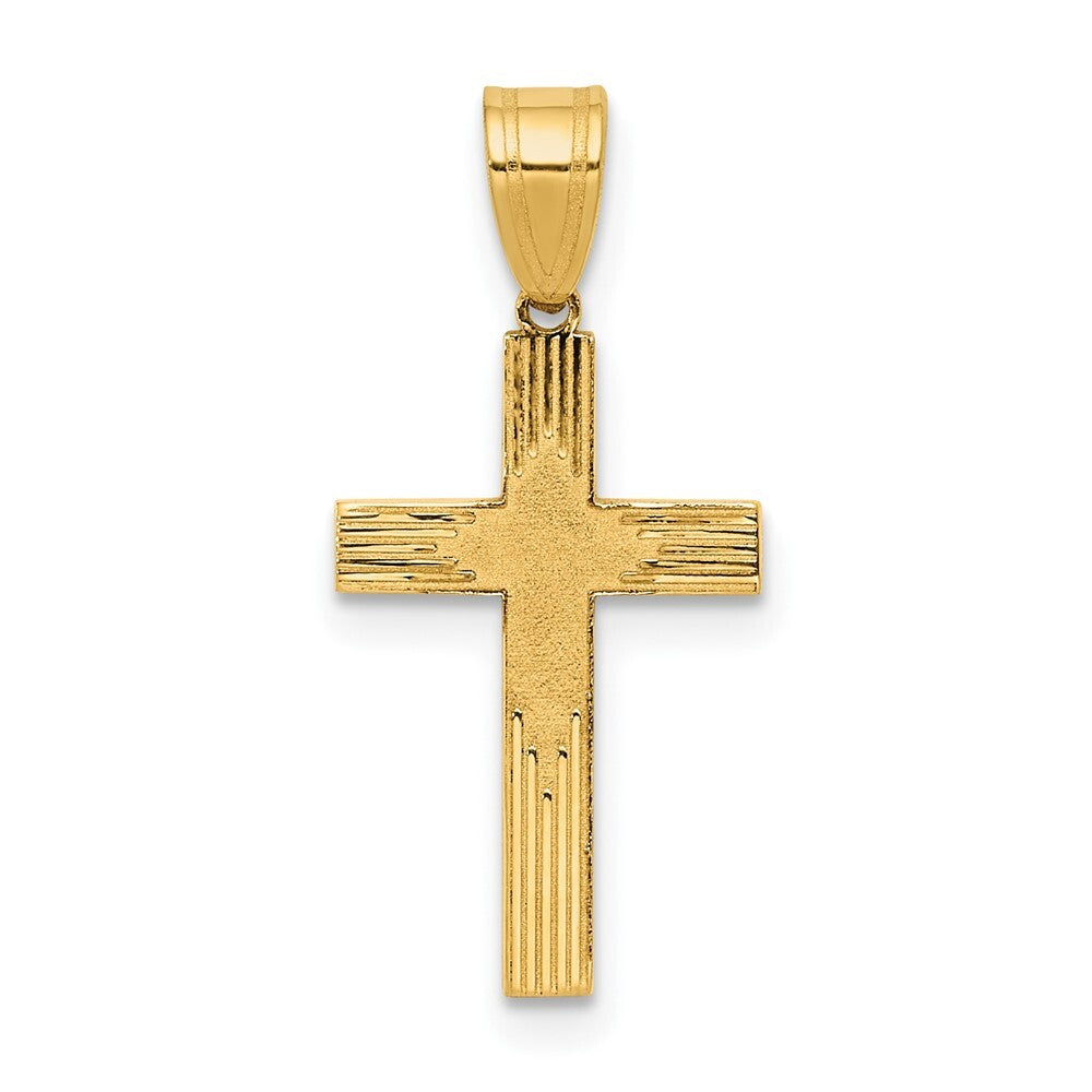 14k Yellow Gold Laser Designed Cross Pendant for Women