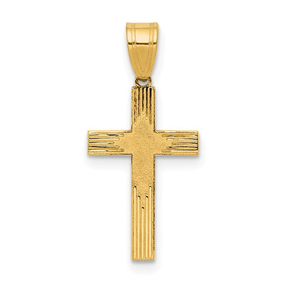 14k Yellow Gold Laser Designed Cross Pendant for Women