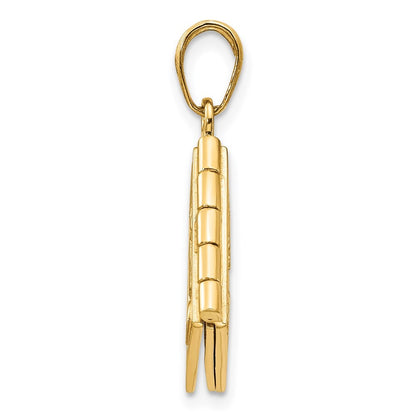14k Yellow Gold 3-D Moveable Pages Serenity Prayer Book Pendant