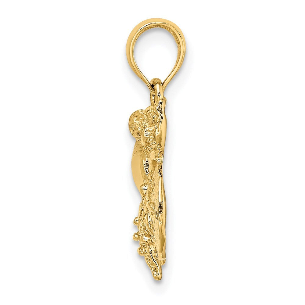 14k Yellow Gold Polished Shell, Starfish and Sand Dollar Cluster Charm Pendant