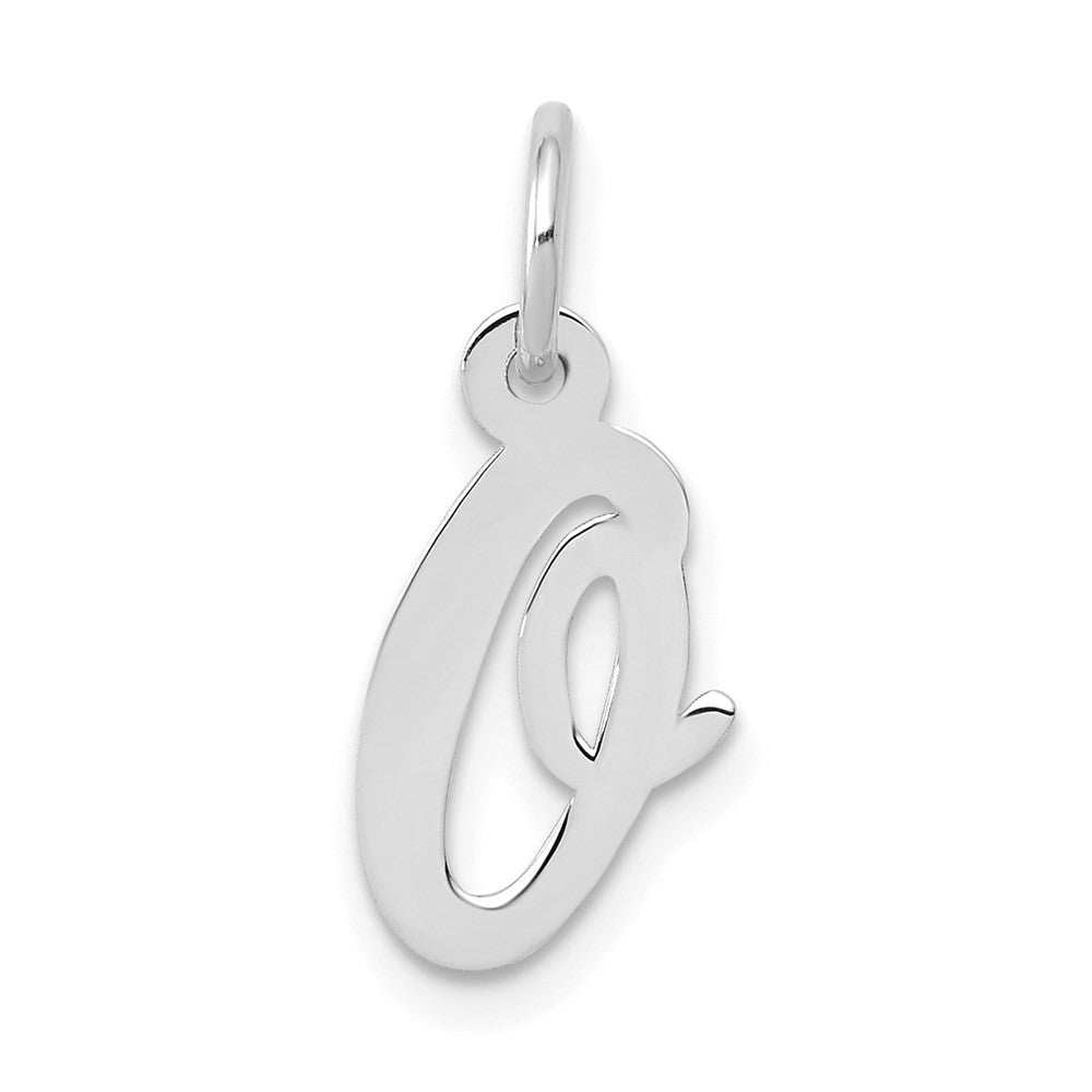 14k White Gold Small Script Letter O Initial Charm Pendant