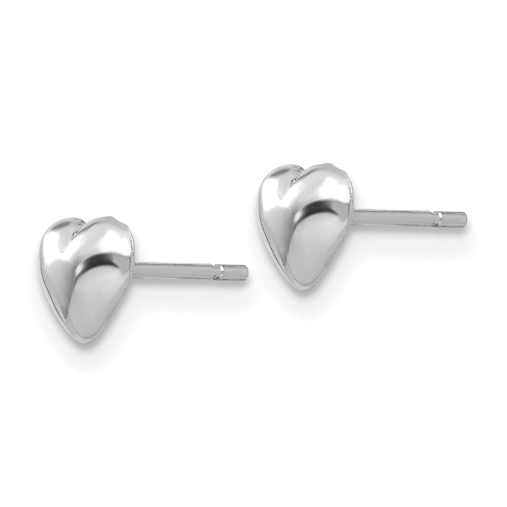 14K White Gold Polished Heart Stud Earrings Gift for Women