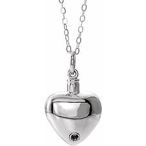 Sterling Silver Heart Ash Holder 18" Necklace Gift for Women