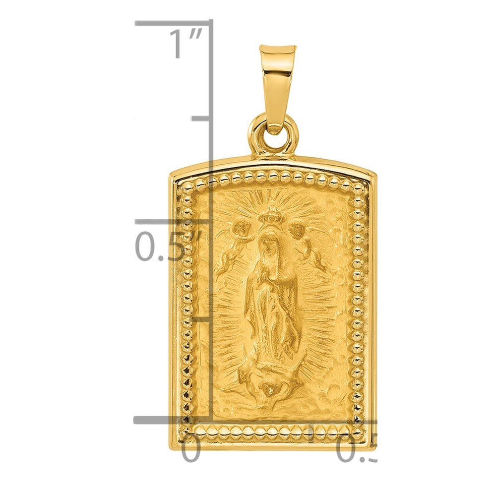 14k Yellow Gold Rectangular Hollow Our Lady of Guadalupe Medal