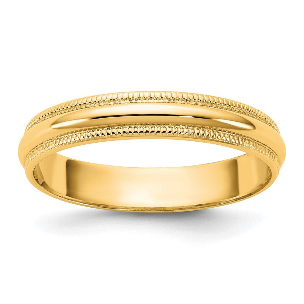 14K Yellow Gold 3.5mm LTW Milgrain Half Round Band Ring Size 9