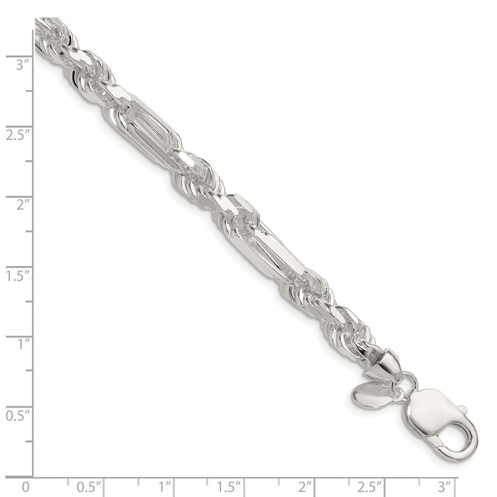 Sterling Silver 7mm Diamond-Cut Figarope Chain