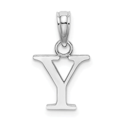 14k White Gold Polished Block Letter Y Initial Pendant for Women