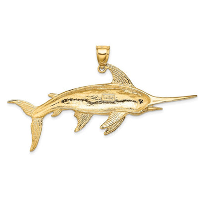 14k Yellow Gold 2-D Polished Satin Swordfish Charm