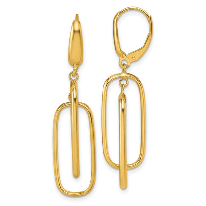 14k Yellow Gold Polished Dangle Rectangles Drop Dangle Earrings