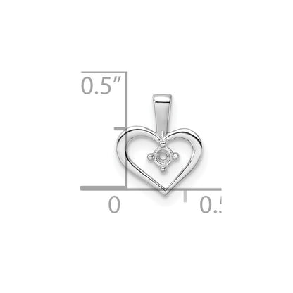14k White Gold Heart Pendant Mounting for Women